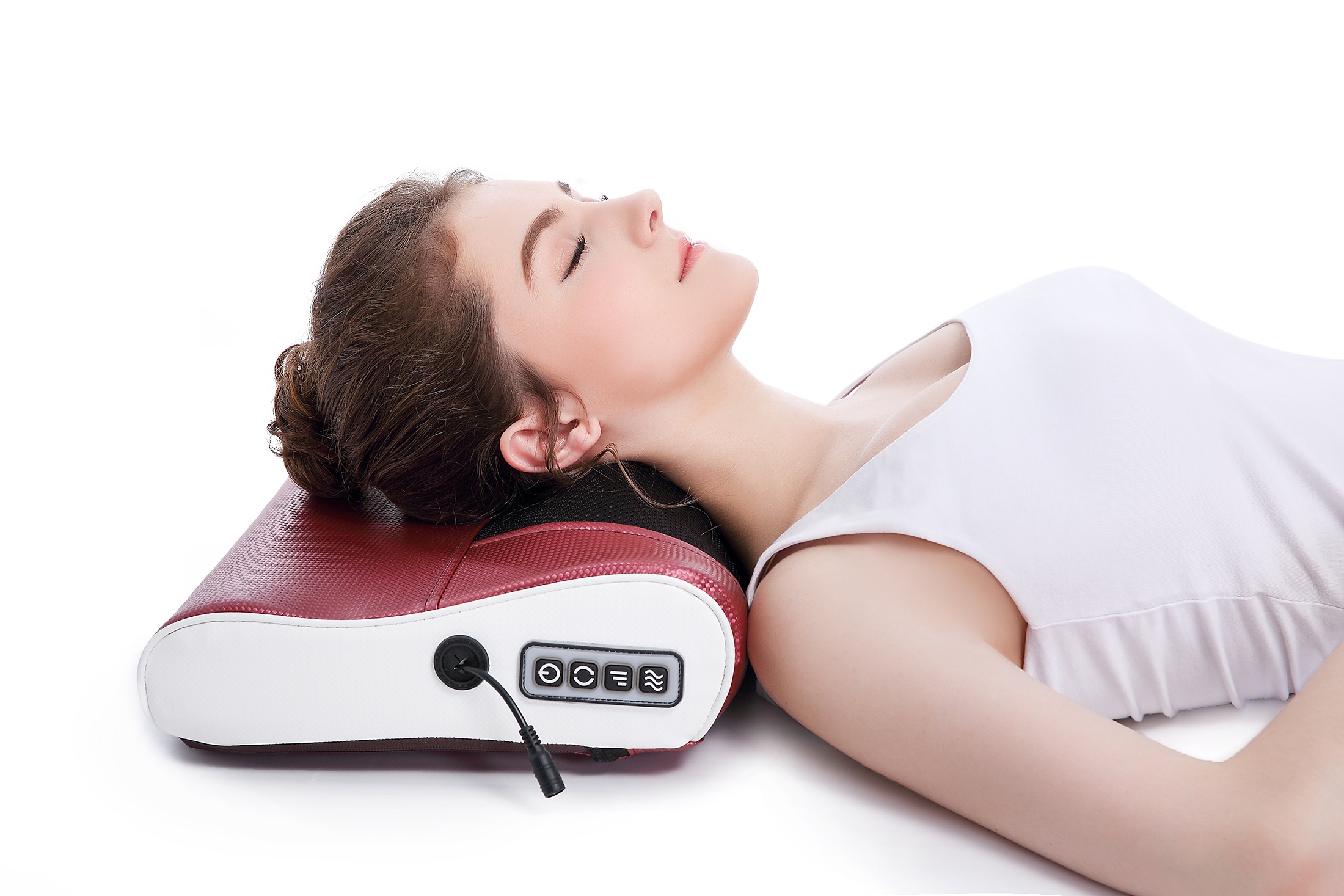 Electric Neck Massage Pillow Shoulder Cervical Vertebra Massager Red Light  Heating Back And Waist Kneading Shiatsu Body Relax