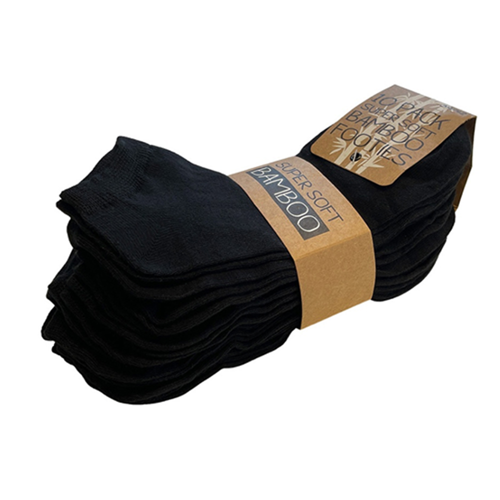 Super Soft Bamboo Ankle Socks (black), 10 pairs 