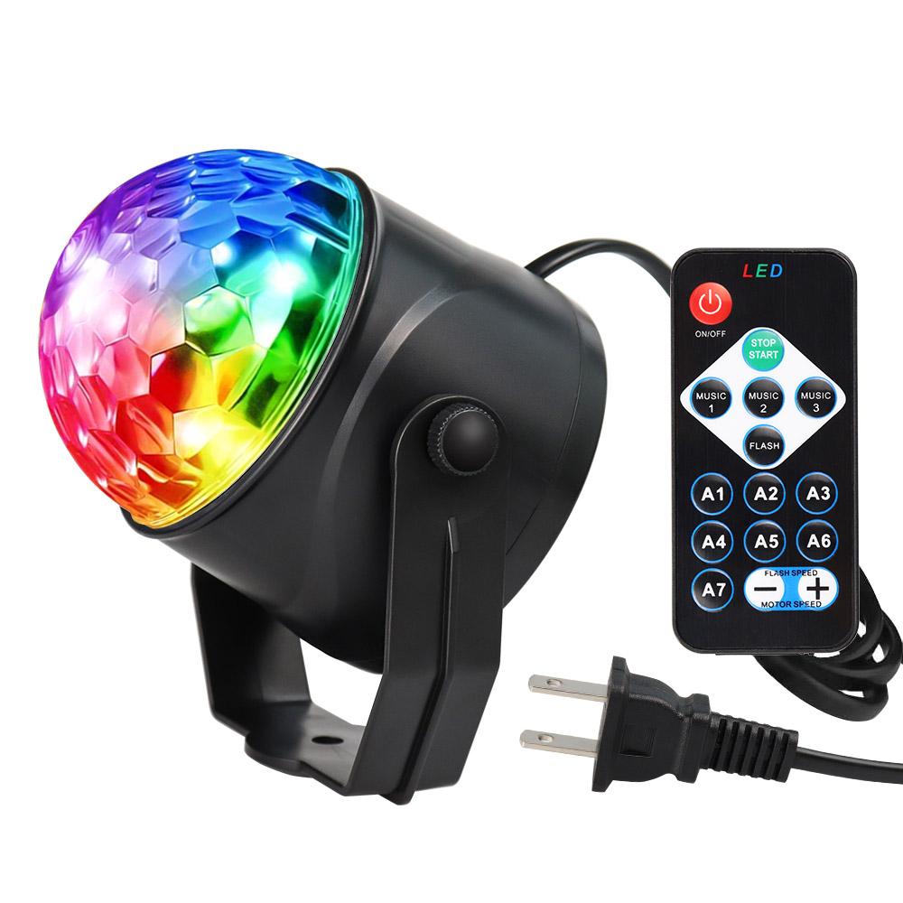 Sound Activated & USB Powered Led Projector Strobe Lamp for Indoor Xmas Decor Dad Birthday Gift Dance Rave Show Party Lights Portable Stage Light Mini Disco Ball DJ Light with Smart Remote Control 