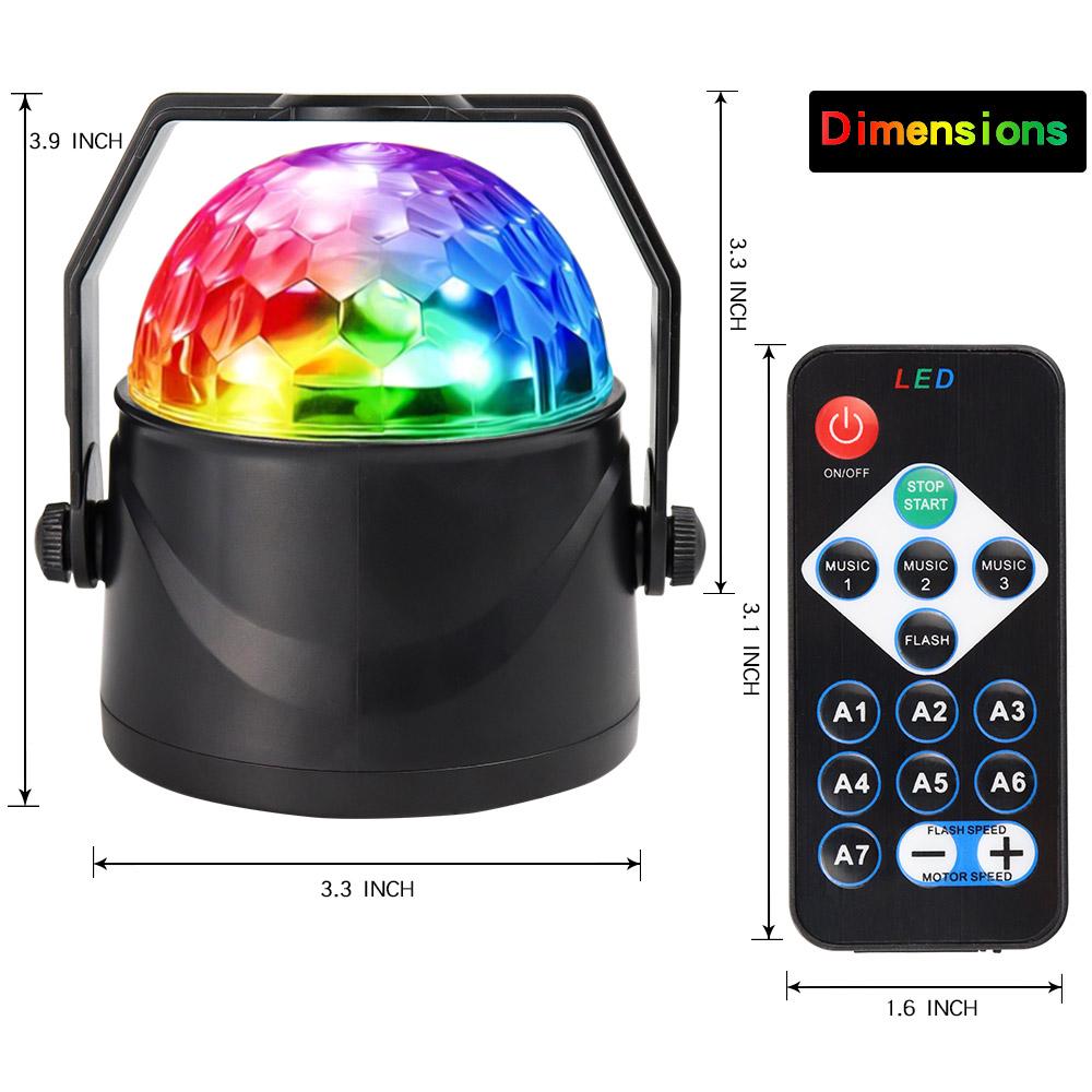 360 Degree Rotating Disco Ball Night Light Disco lamp LED Stage Flashing  Light Projector Powered by USB Cable or Battery Operated Multicolor Strobe